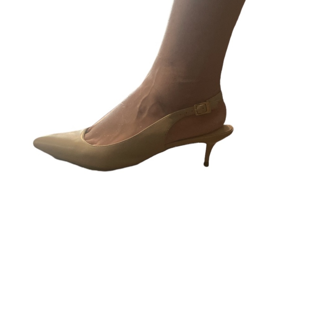 Calvin Klein Shoes Women's Beige Nasser Slingback Kitten Heel Pumps